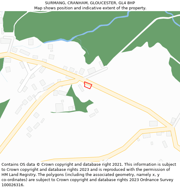 SURMANG, CRANHAM, GLOUCESTER, GL4 8HP: Location map and indicative extent of plot