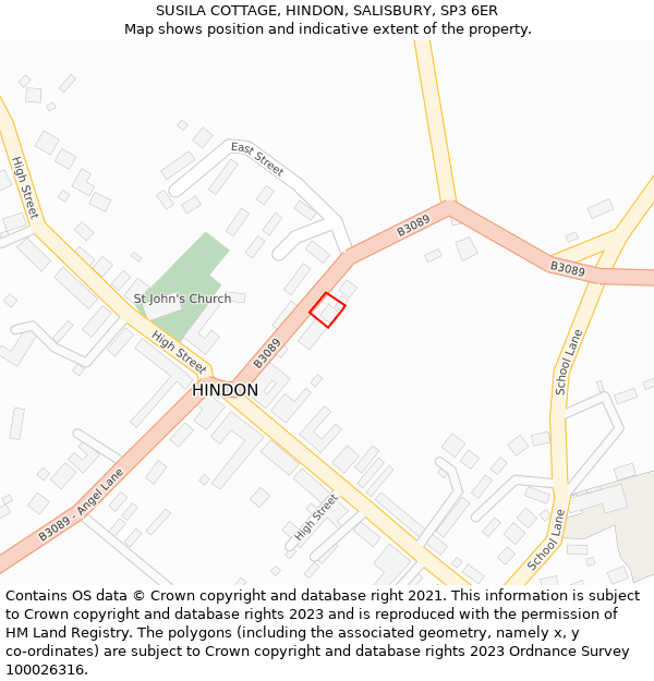 SUSILA COTTAGE, HINDON, SALISBURY, SP3 6ER: Location map and indicative extent of plot