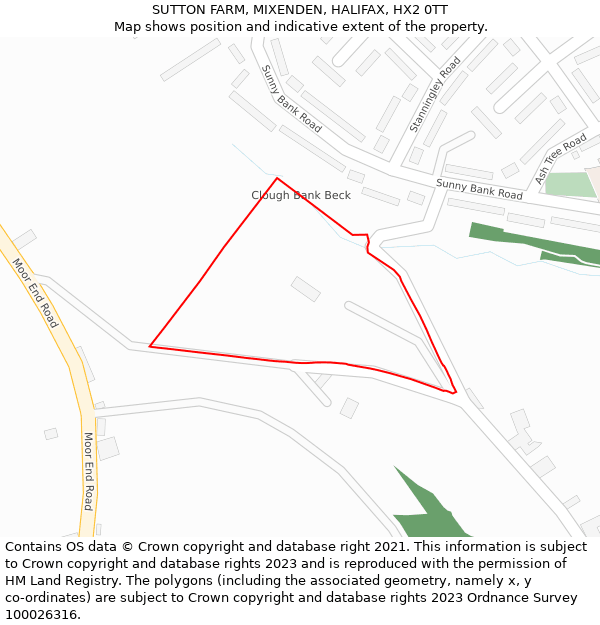 SUTTON FARM, MIXENDEN, HALIFAX, HX2 0TT: Location map and indicative extent of plot