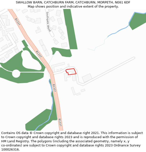 SWALLOW BARN, CATCHBURN FARM, CATCHBURN, MORPETH, NE61 6DF: Location map and indicative extent of plot