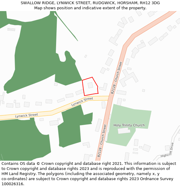 SWALLOW RIDGE, LYNWICK STREET, RUDGWICK, HORSHAM, RH12 3DG: Location map and indicative extent of plot