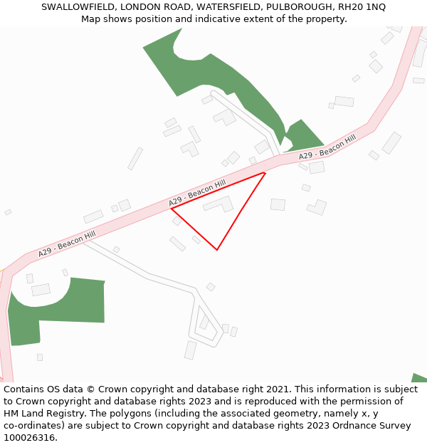 SWALLOWFIELD, LONDON ROAD, WATERSFIELD, PULBOROUGH, RH20 1NQ: Location map and indicative extent of plot