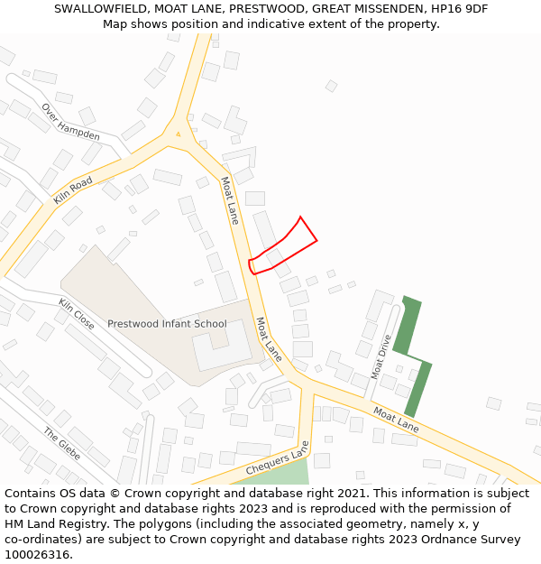 SWALLOWFIELD, MOAT LANE, PRESTWOOD, GREAT MISSENDEN, HP16 9DF: Location map and indicative extent of plot