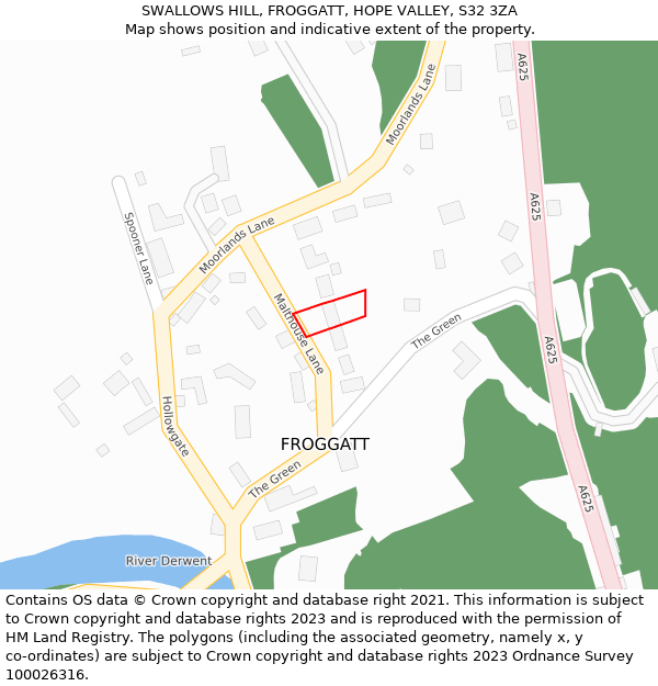 SWALLOWS HILL, FROGGATT, HOPE VALLEY, S32 3ZA: Location map and indicative extent of plot