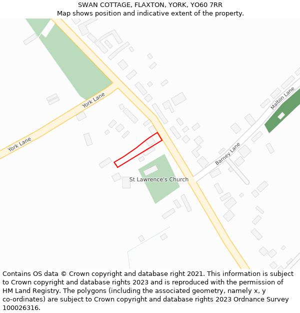 SWAN COTTAGE, FLAXTON, YORK, YO60 7RR: Location map and indicative extent of plot