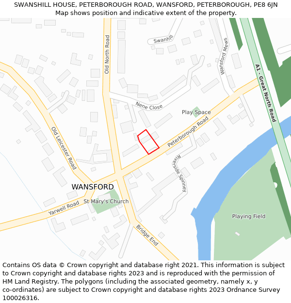 SWANSHILL HOUSE, PETERBOROUGH ROAD, WANSFORD, PETERBOROUGH, PE8 6JN: Location map and indicative extent of plot