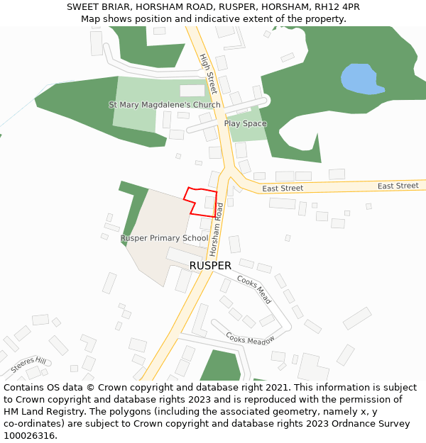 SWEET BRIAR, HORSHAM ROAD, RUSPER, HORSHAM, RH12 4PR: Location map and indicative extent of plot