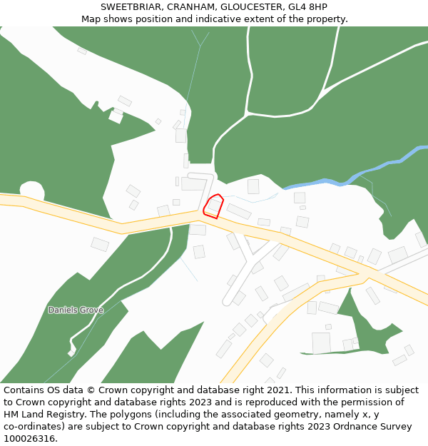 SWEETBRIAR, CRANHAM, GLOUCESTER, GL4 8HP: Location map and indicative extent of plot