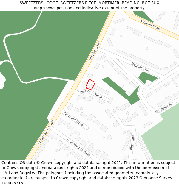SWEETZERS LODGE, SWEETZERS PIECE, MORTIMER, READING, RG7 3UX: Location map and indicative extent of plot
