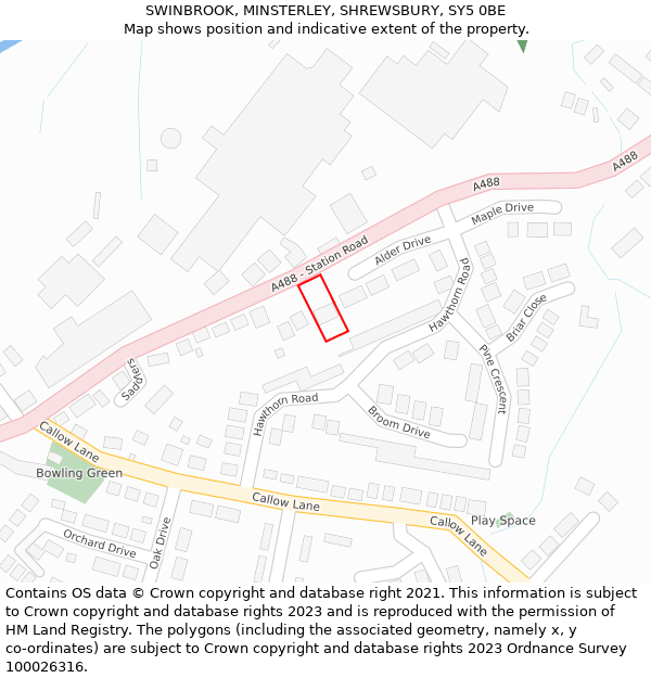SWINBROOK, MINSTERLEY, SHREWSBURY, SY5 0BE: Location map and indicative extent of plot