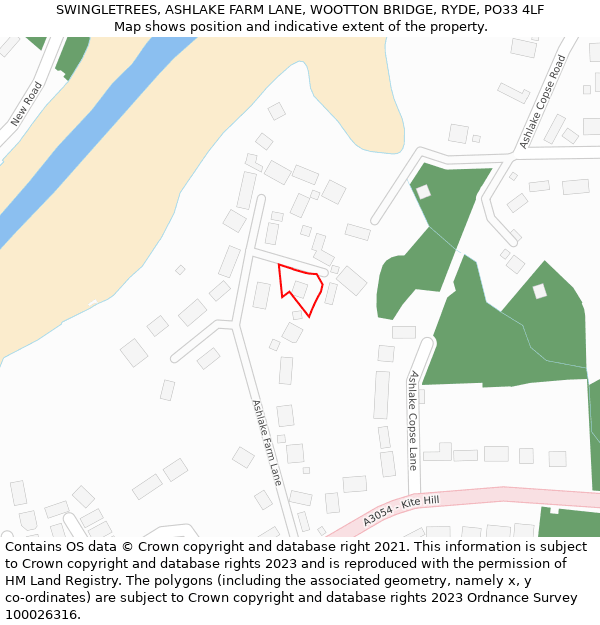 SWINGLETREES, ASHLAKE FARM LANE, WOOTTON BRIDGE, RYDE, PO33 4LF: Location map and indicative extent of plot