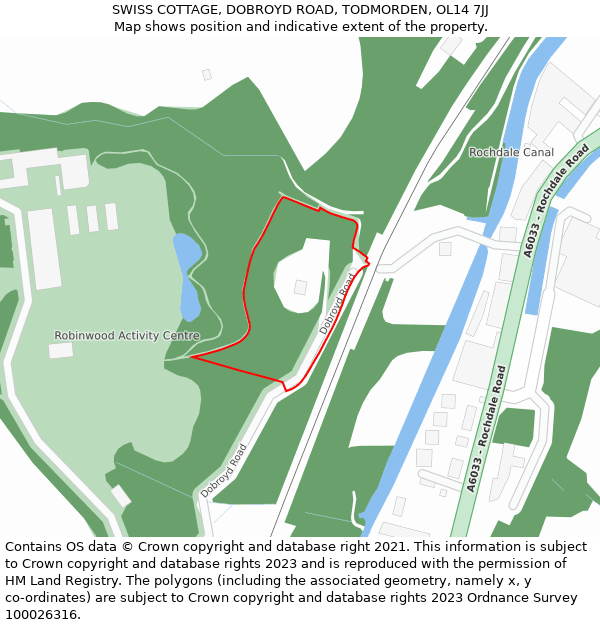 SWISS COTTAGE, DOBROYD ROAD, TODMORDEN, OL14 7JJ: Location map and indicative extent of plot