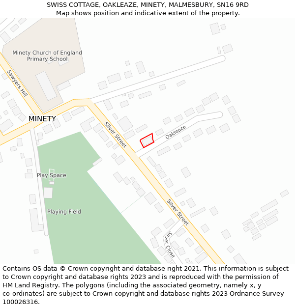 SWISS COTTAGE, OAKLEAZE, MINETY, MALMESBURY, SN16 9RD: Location map and indicative extent of plot