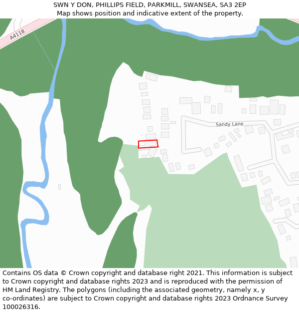SWN Y DON, PHILLIPS FIELD, PARKMILL, SWANSEA, SA3 2EP: Location map and indicative extent of plot