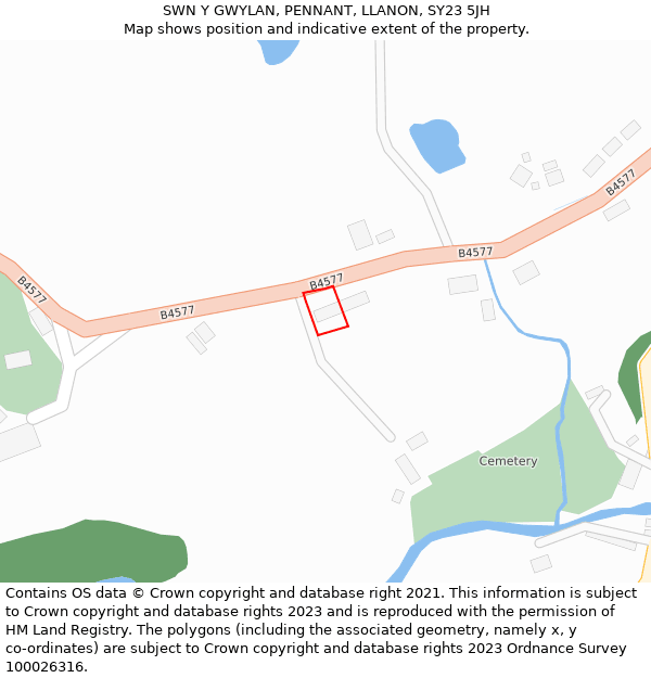 SWN Y GWYLAN, PENNANT, LLANON, SY23 5JH: Location map and indicative extent of plot