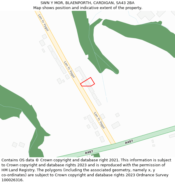 SWN Y MOR, BLAENPORTH, CARDIGAN, SA43 2BA: Location map and indicative extent of plot