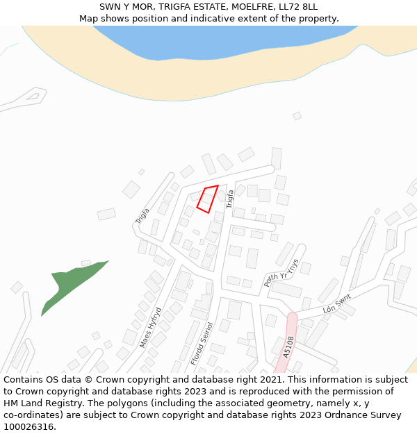 SWN Y MOR, TRIGFA ESTATE, MOELFRE, LL72 8LL: Location map and indicative extent of plot