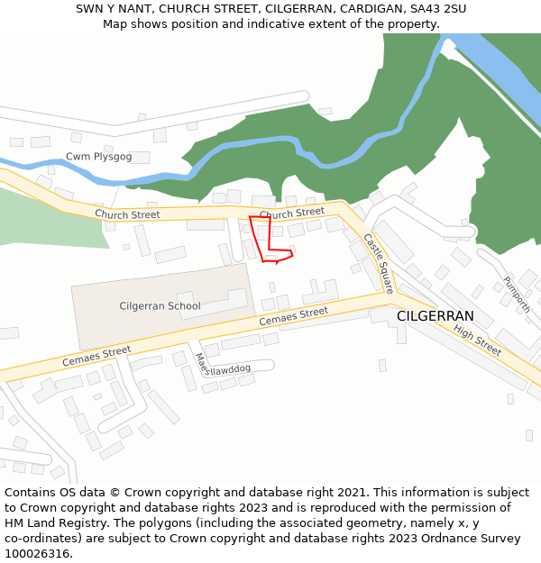 SWN Y NANT, CHURCH STREET, CILGERRAN, CARDIGAN, SA43 2SU: Location map and indicative extent of plot