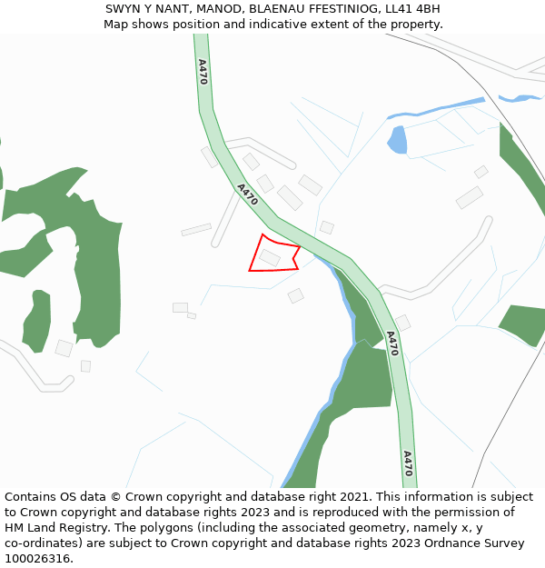 SWYN Y NANT, MANOD, BLAENAU FFESTINIOG, LL41 4BH: Location map and indicative extent of plot