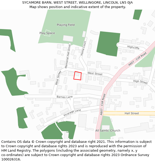 SYCAMORE BARN, WEST STREET, WELLINGORE, LINCOLN, LN5 0JA: Location map and indicative extent of plot