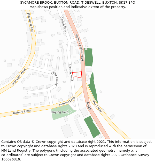 SYCAMORE BROOK, BUXTON ROAD, TIDESWELL, BUXTON, SK17 8PQ: Location map and indicative extent of plot