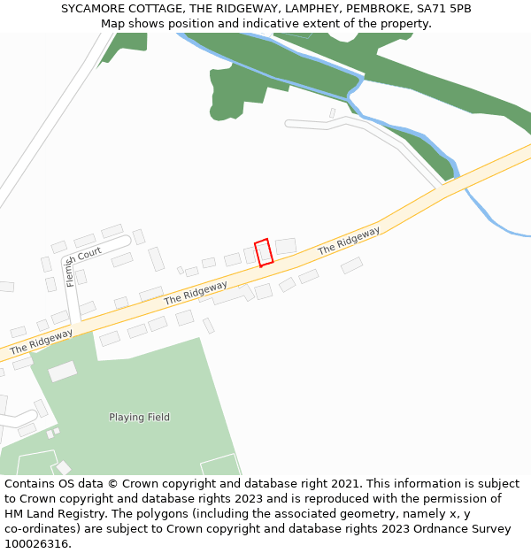SYCAMORE COTTAGE, THE RIDGEWAY, LAMPHEY, PEMBROKE, SA71 5PB: Location map and indicative extent of plot
