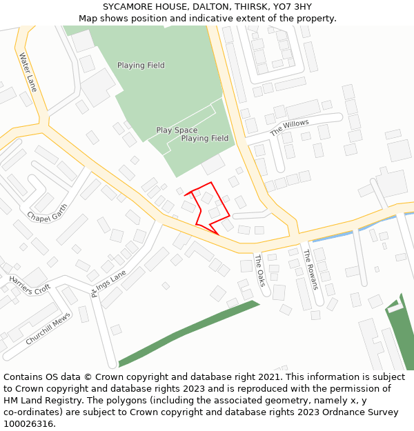 SYCAMORE HOUSE, DALTON, THIRSK, YO7 3HY: Location map and indicative extent of plot