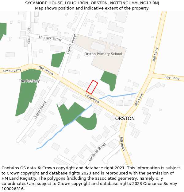 SYCAMORE HOUSE, LOUGHBON, ORSTON, NOTTINGHAM, NG13 9NJ: Location map and indicative extent of plot