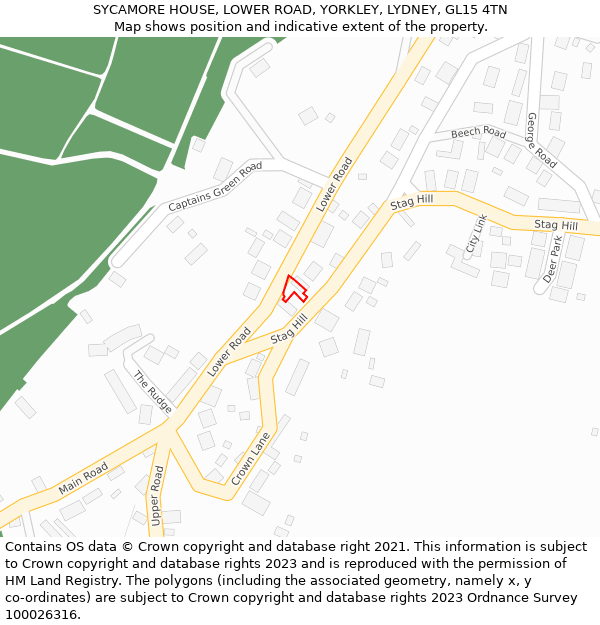 SYCAMORE HOUSE, LOWER ROAD, YORKLEY, LYDNEY, GL15 4TN: Location map and indicative extent of plot