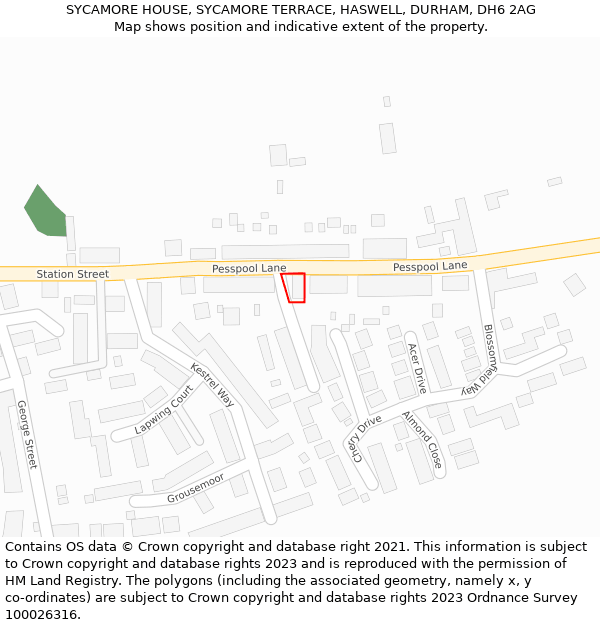 SYCAMORE HOUSE, SYCAMORE TERRACE, HASWELL, DURHAM, DH6 2AG: Location map and indicative extent of plot