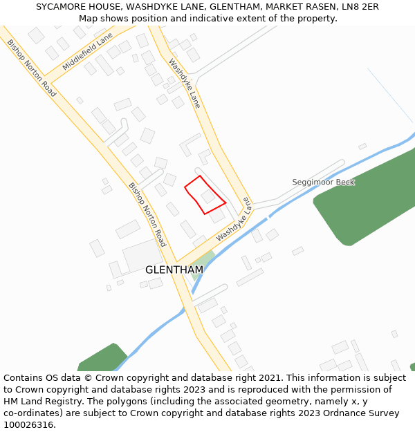 SYCAMORE HOUSE, WASHDYKE LANE, GLENTHAM, MARKET RASEN, LN8 2ER: Location map and indicative extent of plot