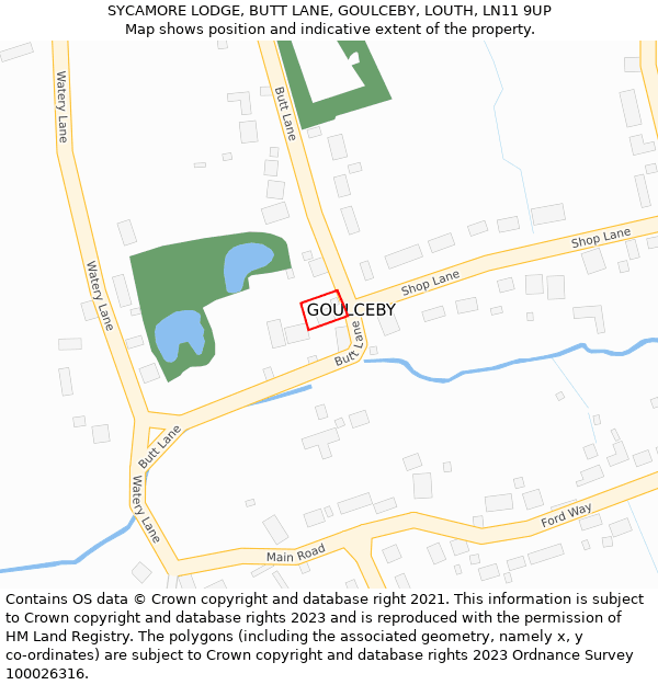 SYCAMORE LODGE, BUTT LANE, GOULCEBY, LOUTH, LN11 9UP: Location map and indicative extent of plot