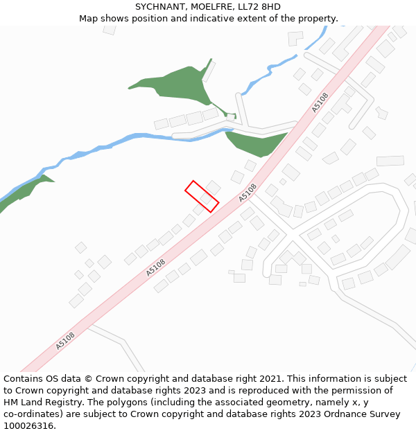 SYCHNANT, MOELFRE, LL72 8HD: Location map and indicative extent of plot