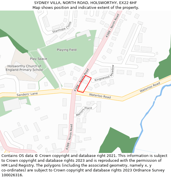SYDNEY VILLA, NORTH ROAD, HOLSWORTHY, EX22 6HF: Location map and indicative extent of plot