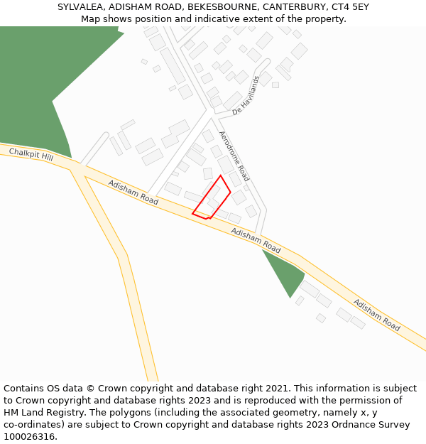 SYLVALEA, ADISHAM ROAD, BEKESBOURNE, CANTERBURY, CT4 5EY: Location map and indicative extent of plot