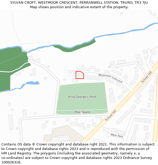 SYLVAN CROFT, WESTMOOR CRESCENT, PERRANWELL STATION, TRURO, TR3 7JU: Location map and indicative extent of plot