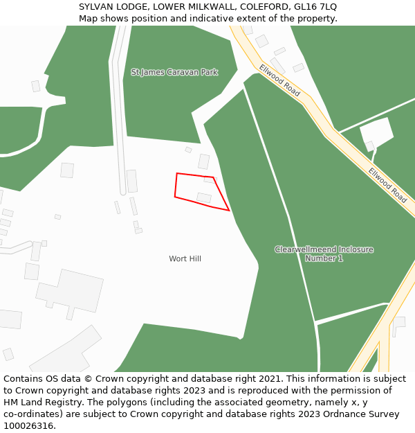 SYLVAN LODGE, LOWER MILKWALL, COLEFORD, GL16 7LQ: Location map and indicative extent of plot
