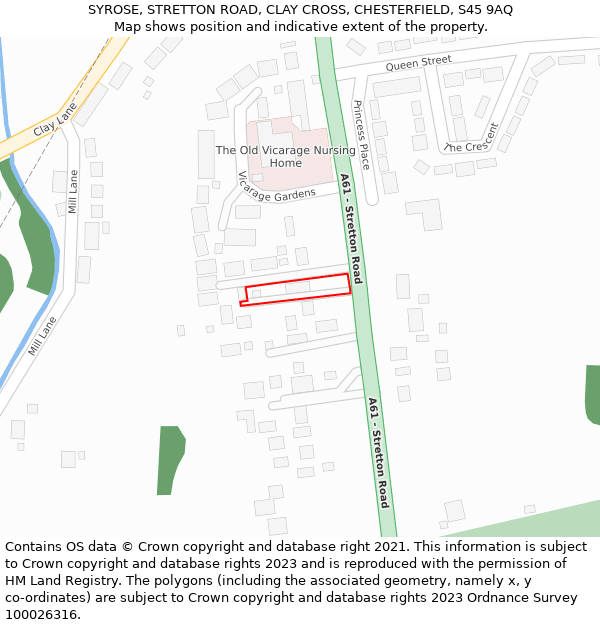 SYROSE, STRETTON ROAD, CLAY CROSS, CHESTERFIELD, S45 9AQ: Location map and indicative extent of plot