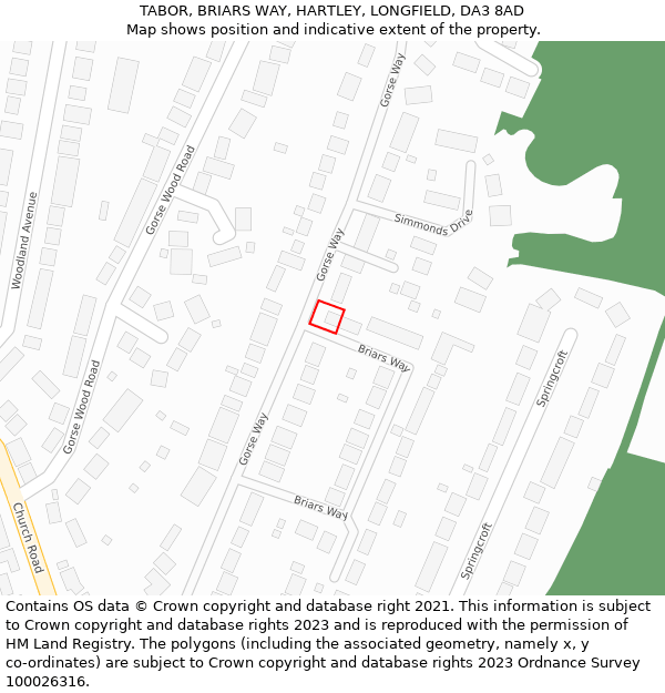 TABOR, BRIARS WAY, HARTLEY, LONGFIELD, DA3 8AD: Location map and indicative extent of plot