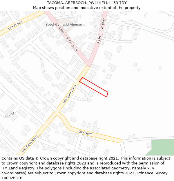 TACOMA, ABERSOCH, PWLLHELI, LL53 7DY: Location map and indicative extent of plot