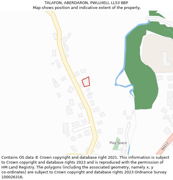 TALAFON, ABERDARON, PWLLHELI, LL53 8BP: Location map and indicative extent of plot