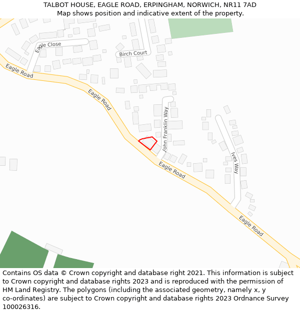 TALBOT HOUSE, EAGLE ROAD, ERPINGHAM, NORWICH, NR11 7AD: Location map and indicative extent of plot