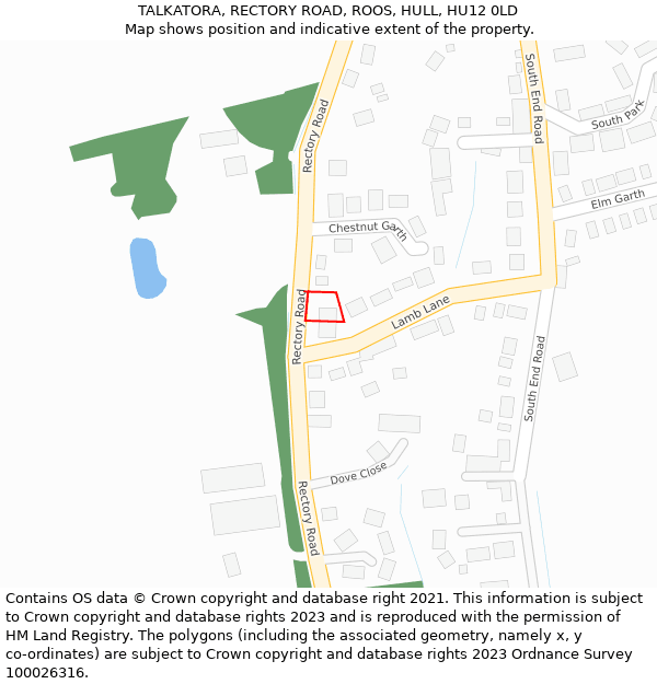 TALKATORA, RECTORY ROAD, ROOS, HULL, HU12 0LD: Location map and indicative extent of plot