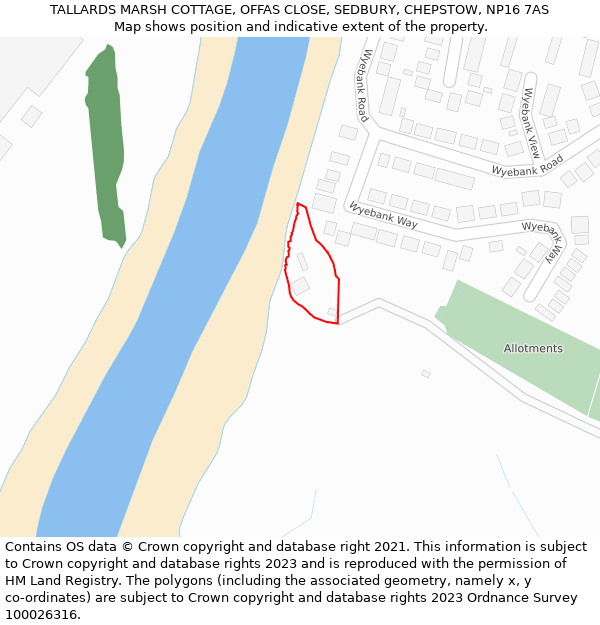 TALLARDS MARSH COTTAGE, OFFAS CLOSE, SEDBURY, CHEPSTOW, NP16 7AS: Location map and indicative extent of plot