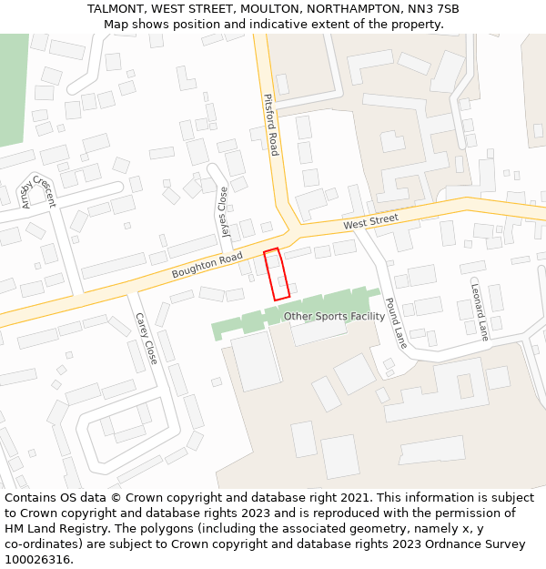 TALMONT, WEST STREET, MOULTON, NORTHAMPTON, NN3 7SB: Location map and indicative extent of plot