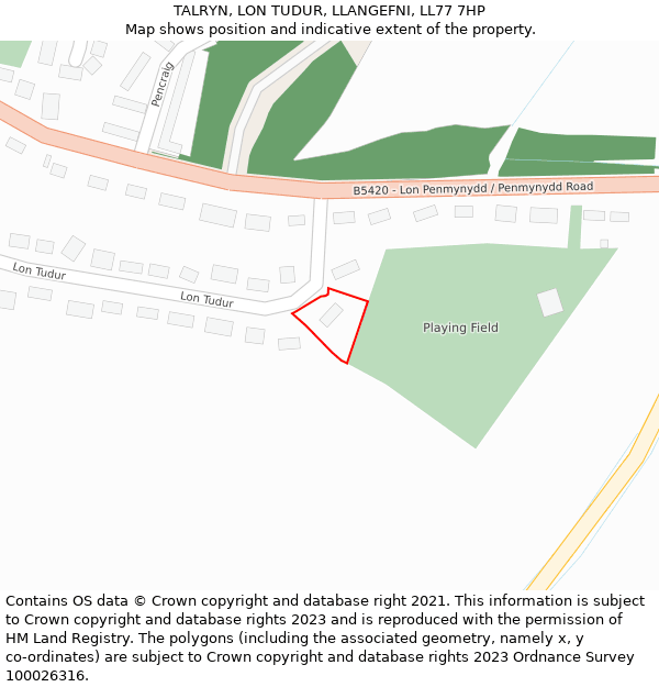 TALRYN, LON TUDUR, LLANGEFNI, LL77 7HP: Location map and indicative extent of plot