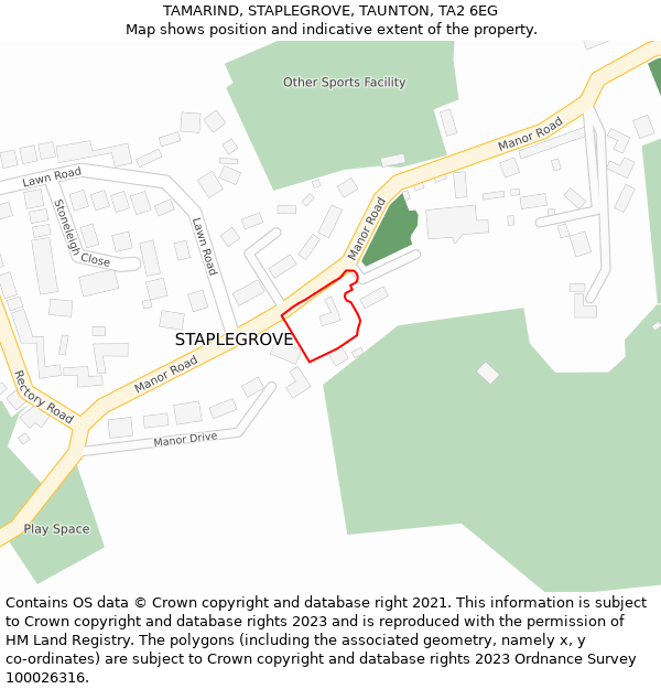 TAMARIND, STAPLEGROVE, TAUNTON, TA2 6EG: Location map and indicative extent of plot