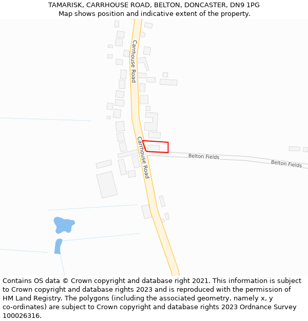 TAMARISK, CARRHOUSE ROAD, BELTON, DONCASTER, DN9 1PG: Location map and indicative extent of plot