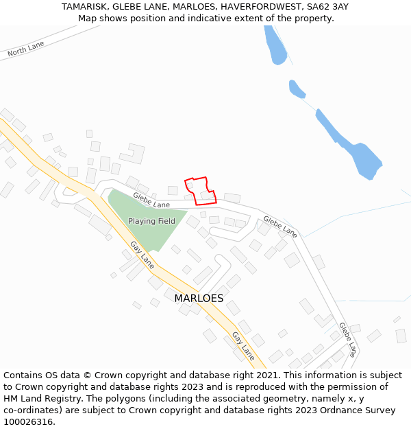 TAMARISK, GLEBE LANE, MARLOES, HAVERFORDWEST, SA62 3AY: Location map and indicative extent of plot