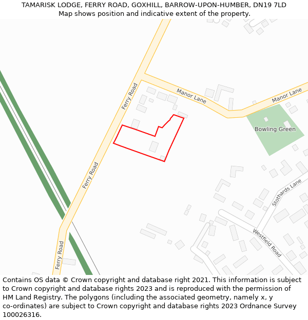 TAMARISK LODGE, FERRY ROAD, GOXHILL, BARROW-UPON-HUMBER, DN19 7LD: Location map and indicative extent of plot